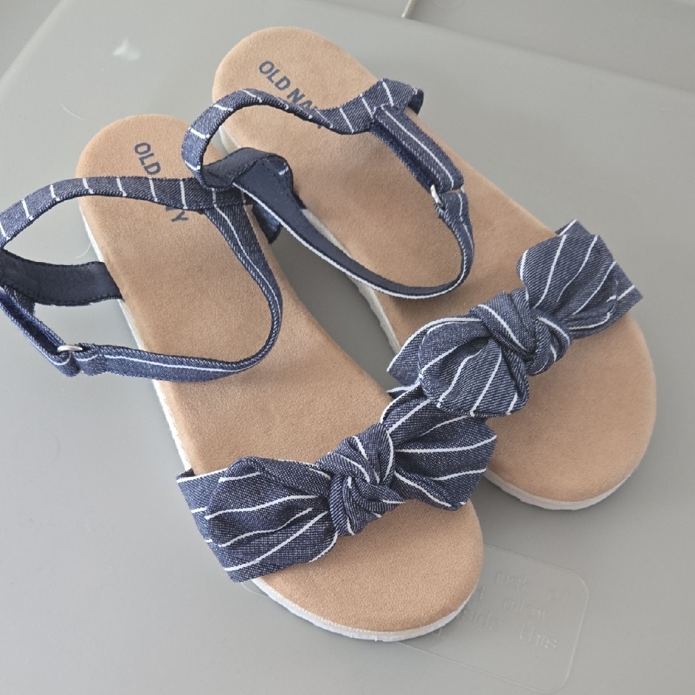 Old Navy Navy Striped Bow Sandals